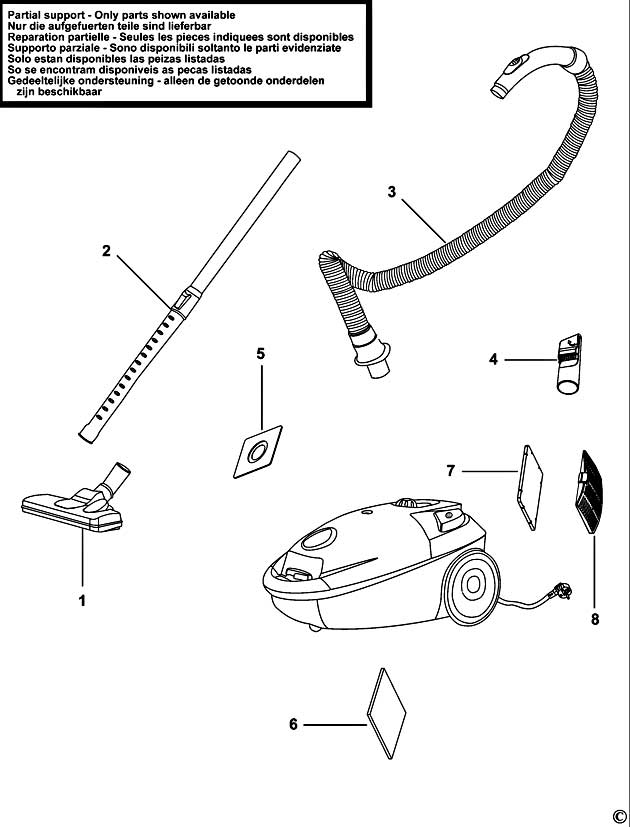 Black & Decker VM1630 Type 1 Vacuum Cleaner Spare Parts VM1630