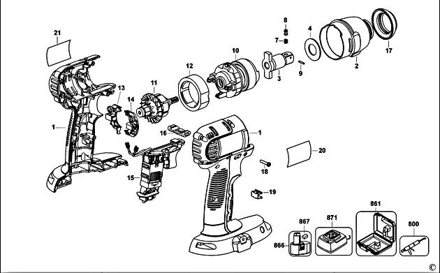 DeWalt DC822 Type 2 Impact Wrench Spare Parts DC822