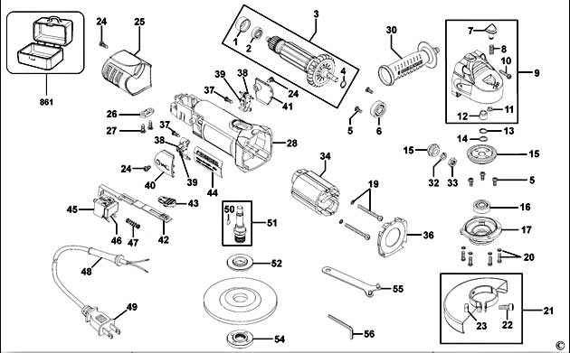 Black & Decker KTG200 Type 2 Small Angle Grinder Spare Parts KTG200
