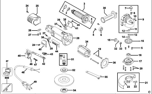 Black & Decker PCG200 Type 2 Small Angle Grinder Spare Parts PCG200