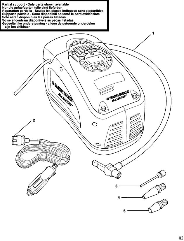 Black & Decker ASI300 Type 2 Inflator Spare Parts ASI300