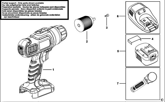 Black & Decker BD188F4 Type H1 C'less Drill/driver Spare Parts BD188F4