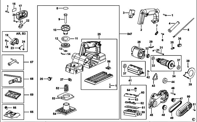 DeWalt D26676 Type 1 Planer Spare Parts D26676