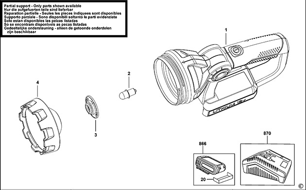 Black & Decker PCL180FL Type H1 Torch Spare Parts PCL180FL
