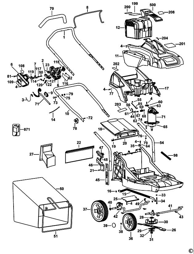 Black & Decker GRC4700 Type 1 Cordless Mower Spare Parts GRC4700