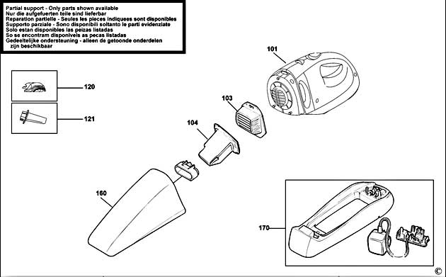 Black & Decker WV7215 Type H2 Dustbuster Spare Parts WV7215