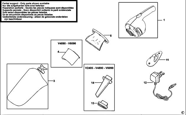 Black & Decker V1999N Type H2 Dustbuster Spare Parts V1999N