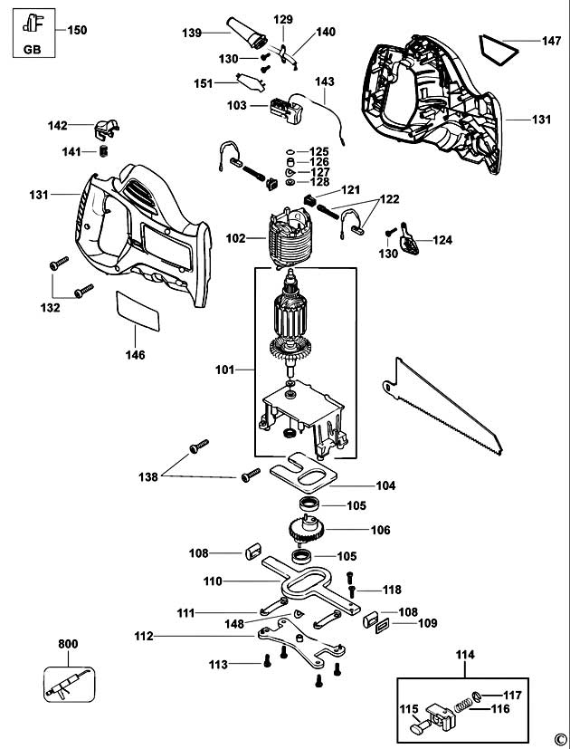 Black & Decker KS880EC Type 2 Cut Saw Spare Parts KS880EC