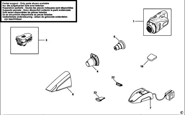 Black & Decker DV1205EN Type H3 Dustbuster Spare Parts DV1205EN