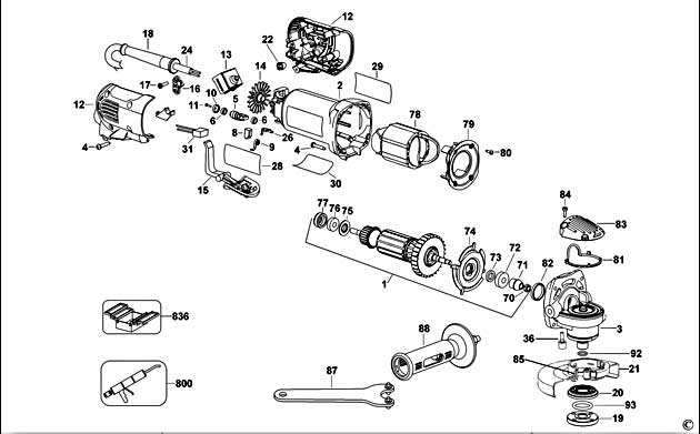 DeWalt D28142 Type 2 Small Angle Grinder Spare Parts D28142
