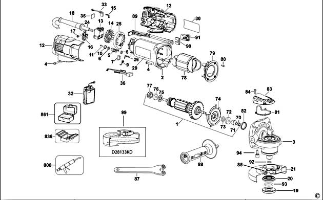 DeWalt D28133 Type 3 Small Angle Grinder Spare Parts D28133