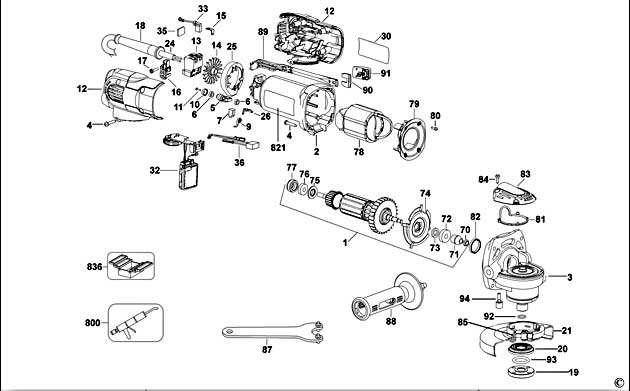 DeWalt D28116 Type 3 Small Angle Grinder Spare Parts D28116