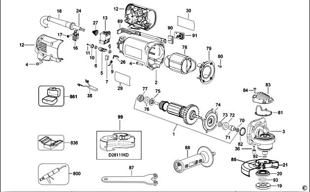 DeWalt D28111 Type 3 Small Angle Grinder Spare Parts D28111