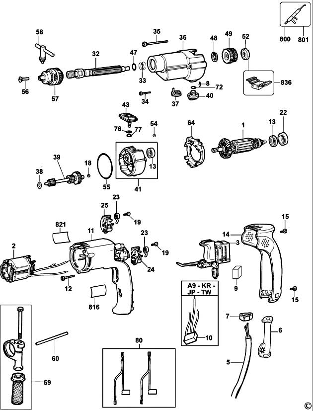 DeWalt D21720 Type 6 Hammer Drill Spare Parts D21720