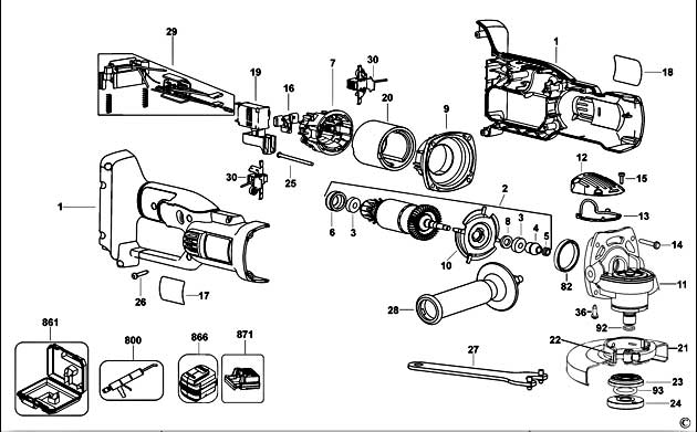 DeWalt DC415K Type 2 Small Angle Grinder Spare Parts DC415K