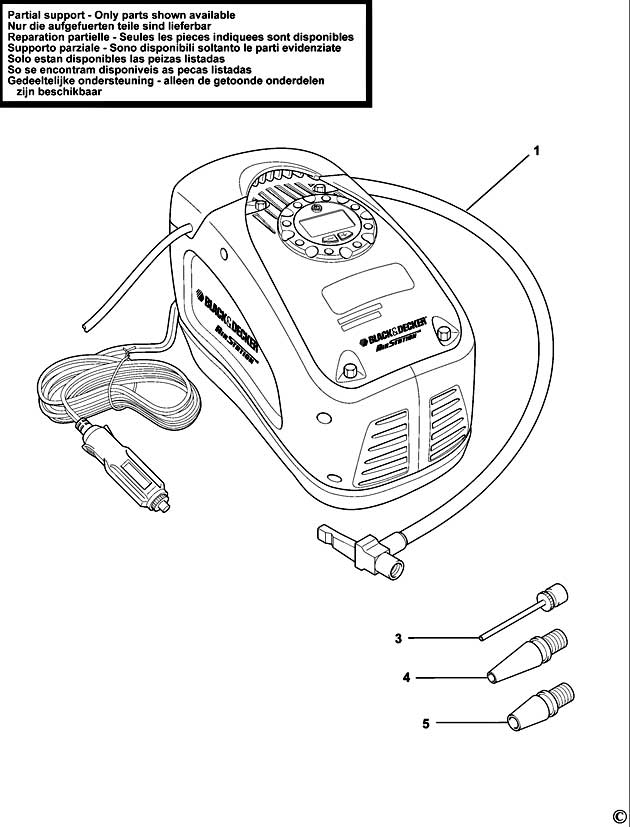 Black & Decker ASI300 Type 4 Inflator Spare Parts ASI300