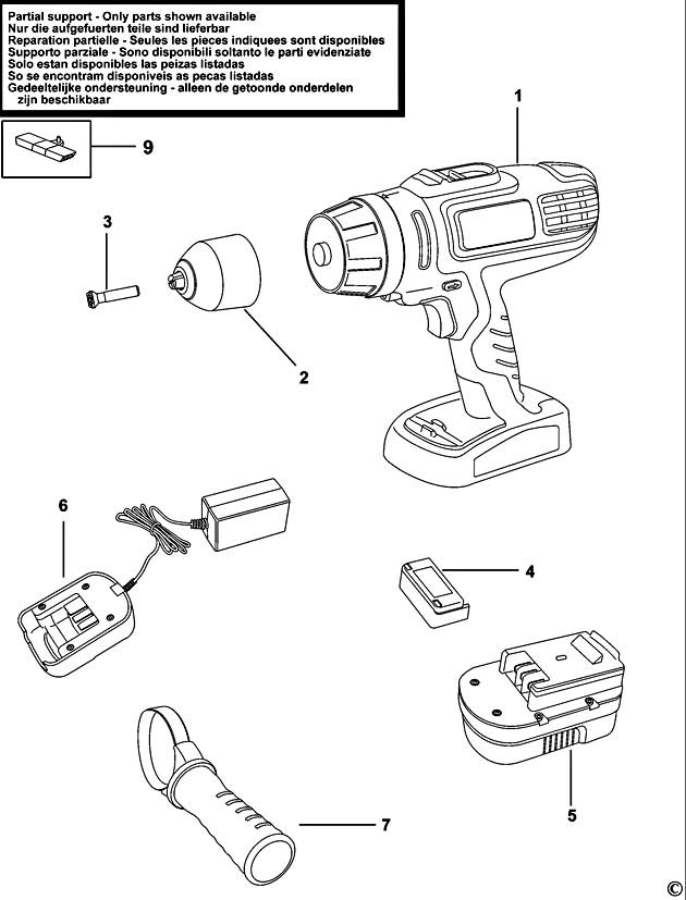 Black & Decker HP188F4 Type H2 Cordless Drill Spare Parts HP188F4