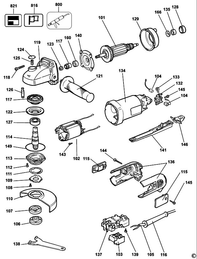 DeWalt DW813 Type 6 Small Angle Grinder Spare Parts DW813