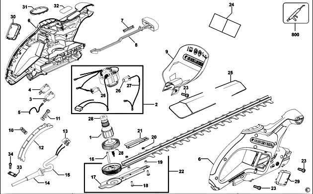 Black & Decker GT502 Type 2 Hedgetrimmer Spare Parts GT502