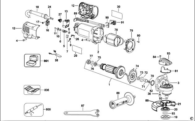 DeWalt D28011 Type 3 Small Angle Grinder Spare Parts D28011