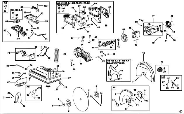 DeWalt D28710 Type 1 Chop Saw Spare Parts D28710