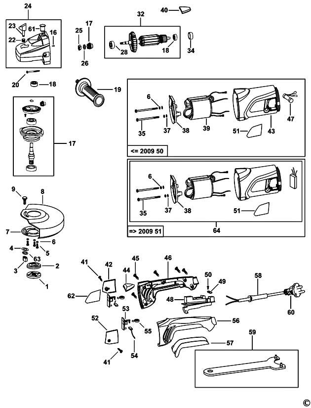 Black & Decker KG2001 Type 4 Angle Grinder Spare Parts KG2001
