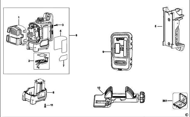 DeWalt DW089KD Type 1 Laser Spare Parts DW089KD