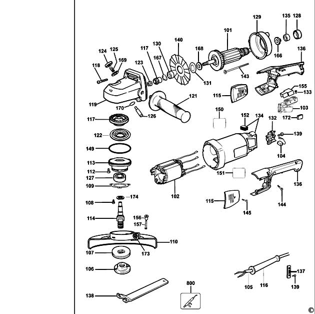 DeWalt DW830 Type 6 Small Angle Grinder Spare Parts DW830