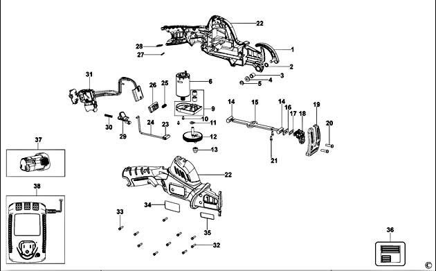 Black & Decker LXP10-2 Type 1 Pruner Spare Parts LXP10-2