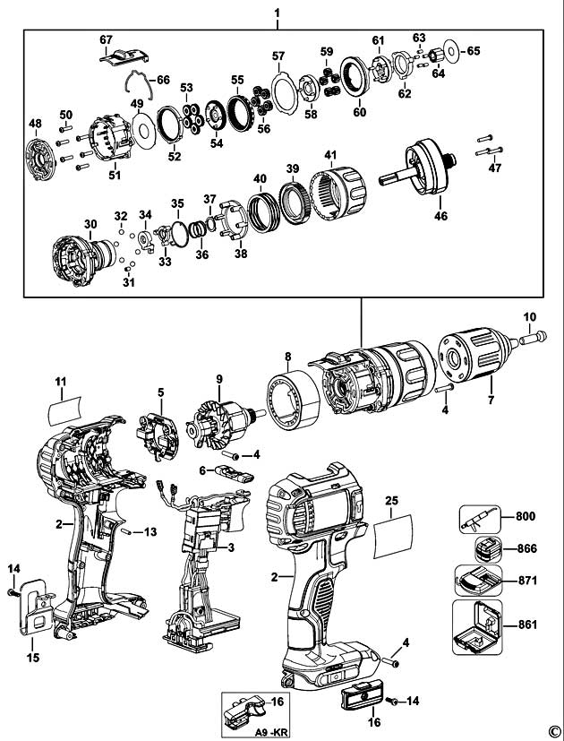 DeWalt DCD735L Type 2  Spare Parts DCD735L
