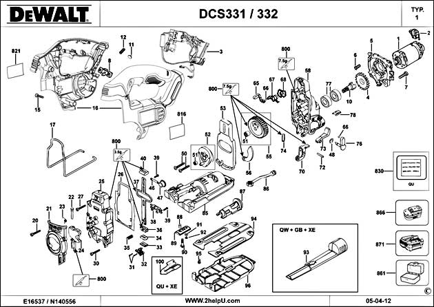 DeWalt DCS331 Type 1 18v Li-ion Xr Jigsaw Spare Parts DCS331