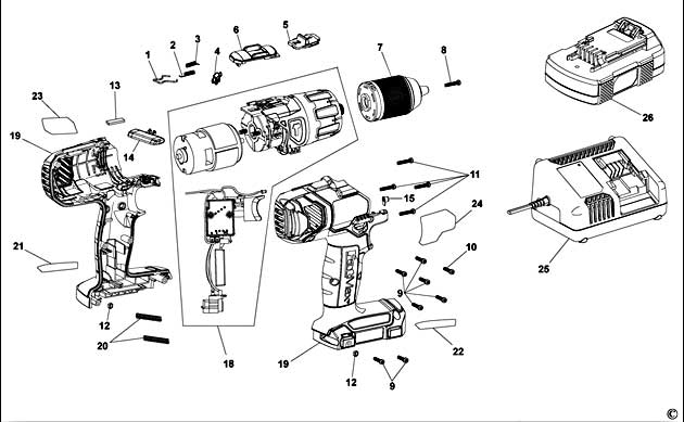 Stanley FMC520 Cordless Drill Spare Parts FMC520