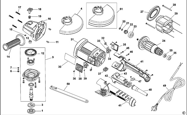 Black & Decker KG2200 Angle Grinder Spare Parts KG2200