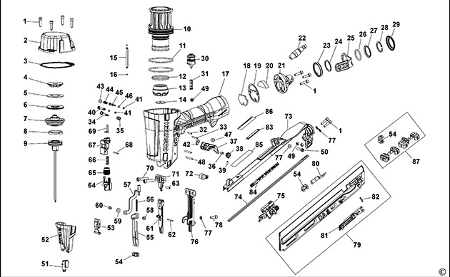Bostitch DA1564K-E Angled Finish Nailer 15 Gauge Spare Parts DA1564K-E