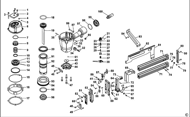 Bostitch SB130S1-2-E Type REV A Pneumatic Stapler Spare Parts SB130S1-2-E