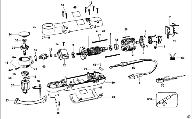 DeWalt D21160 Type 2 Right Angle Drill Spare Parts D21160