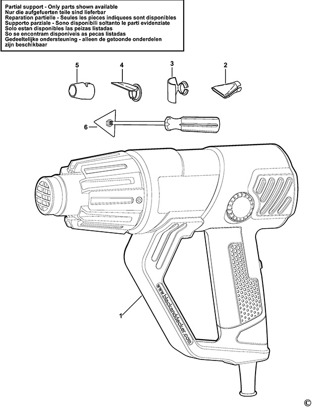 Black & Decker KX2001 Type 1 Heatgun Spare Parts KX2001