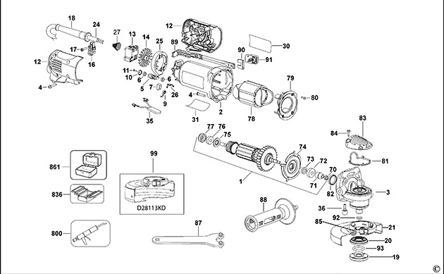 DeWalt D28113 Type 4 Small Angle Grinder Spare Parts D28113