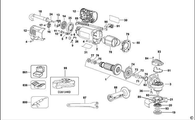DeWalt D28134 Type 4 Small Angle Grinder Spare Parts D28134
