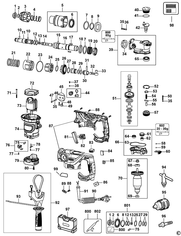 Stanley FME1250 Type 1 Rotary Hammer Spare Parts FME1250