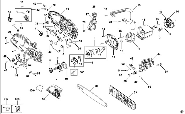 Black & Decker GK1830 Type 2 Chainsaw Spare Parts GK1830
