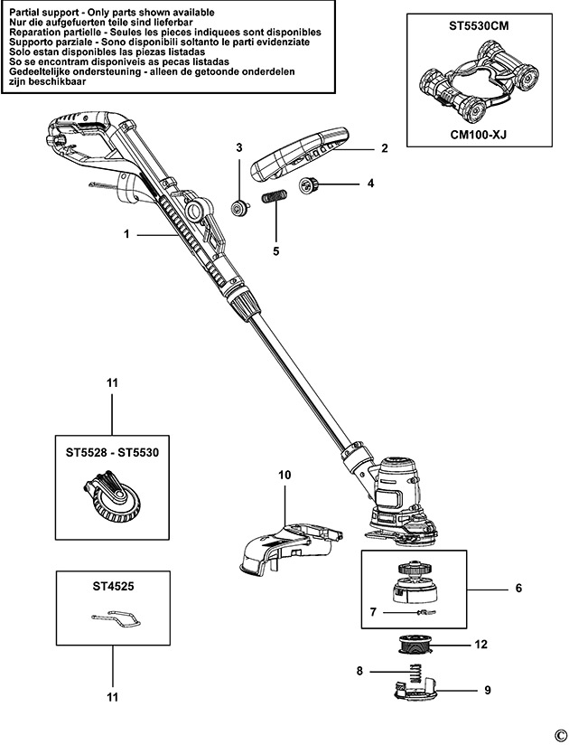 Black & Decker ST5530 Type 1 String Trimmer Spare Parts ST5530