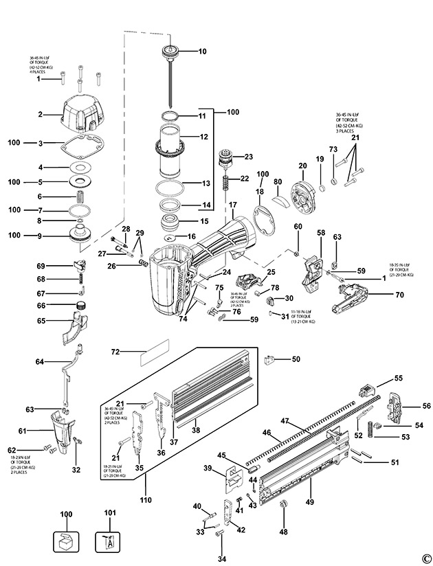Bostitch BT1855-E Nailer Spare Parts BT1855-E
