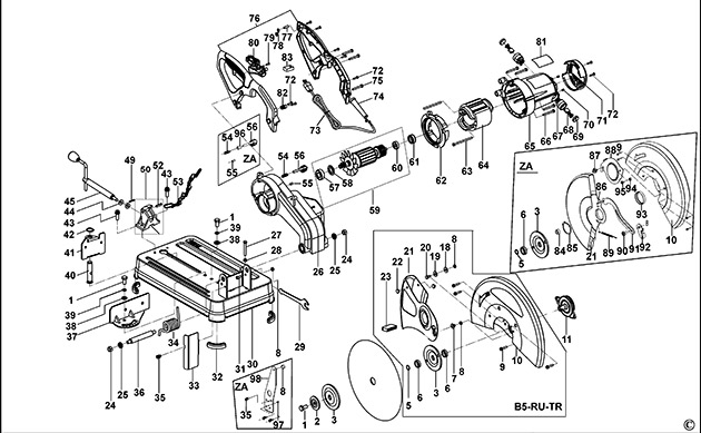 DeWalt D28720 Chop Saw Spare Parts D28720