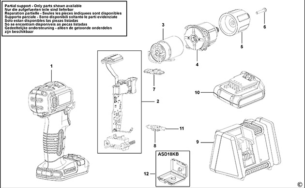 Black & Decker ASD18 Type 1 Drill/driver Spare Parts ASD18