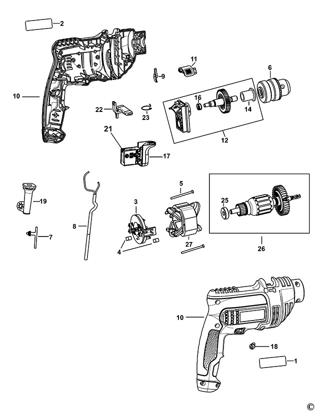 Black & Decker BPDH5510 Type 1 Hammer Drill Spare Parts BPDH5510