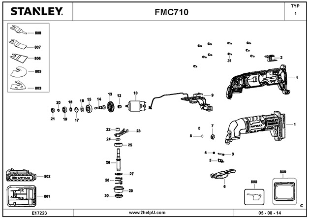 Stanley FMC710 Oscillating Tool Spare Parts FMC710