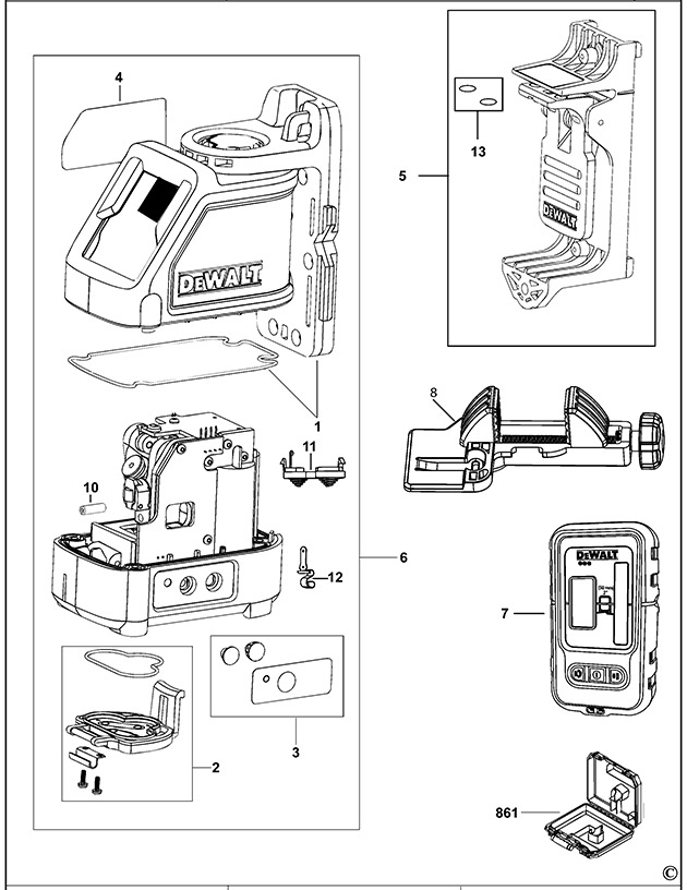 DeWalt DW088KD Type 2 Laser Spare Parts DW088KD