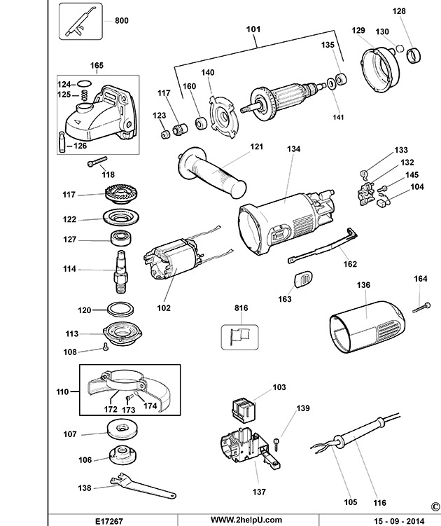 DeWalt DW820 Type 1 Small Angle Grinder Spare Parts DW820