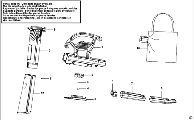 Black & Decker GW2500 Type 1 Blower Vac Spare Parts GW2500